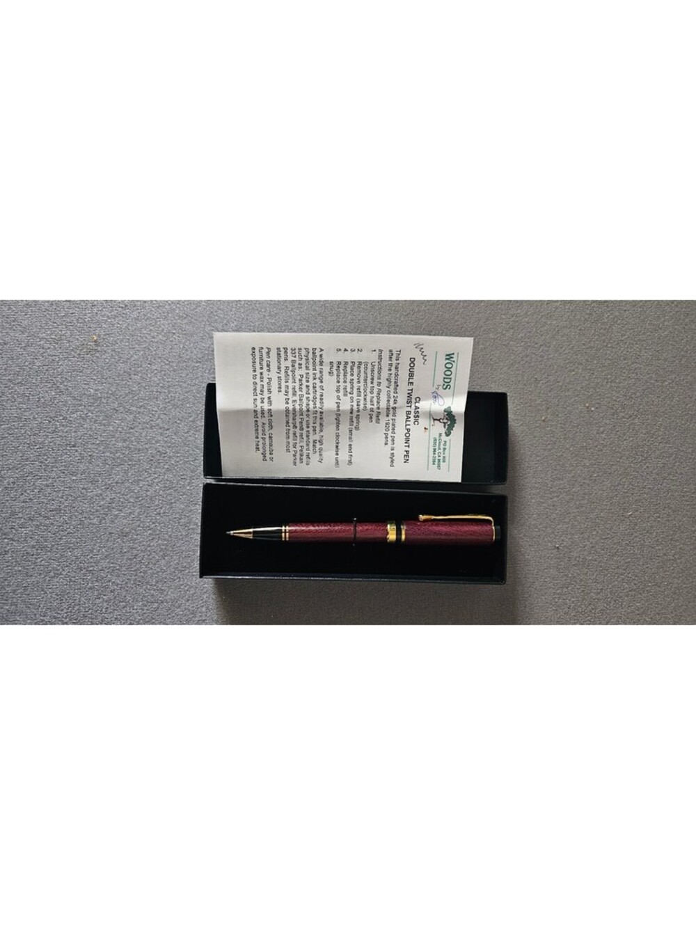 Woods Purpleheart Quality Rollerball Pen Burgundy with 24k plated Gold Trim - Picture 6 of 6